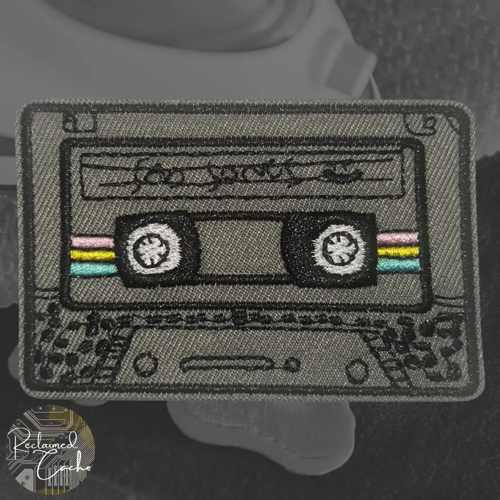 Gray Cassette Iron On Patch